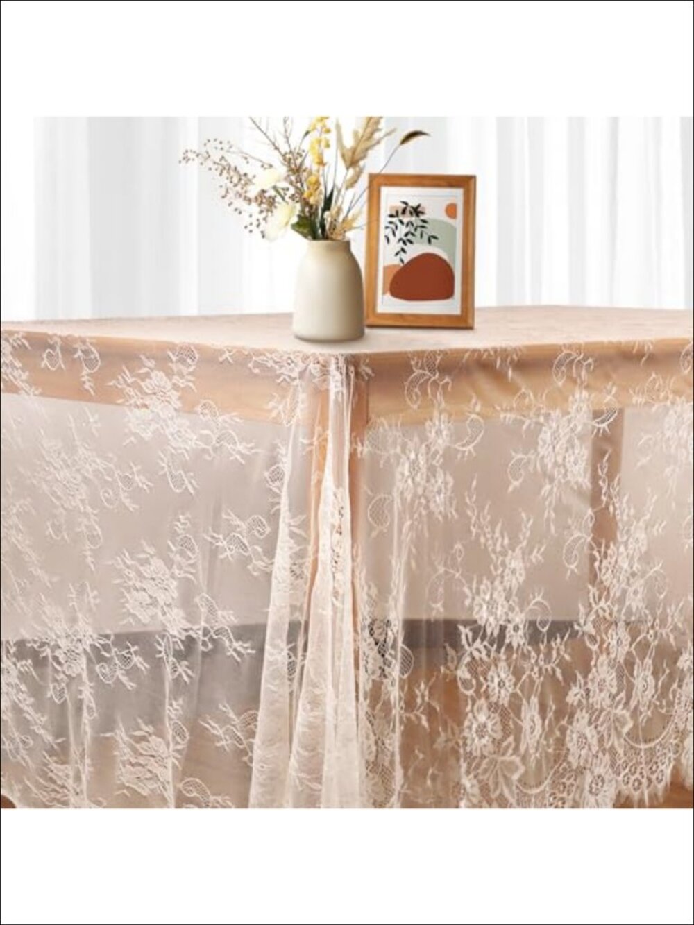 3 Pc Lace Tablecloths 60x120 Embroidered Sheer Overlay Rectangle